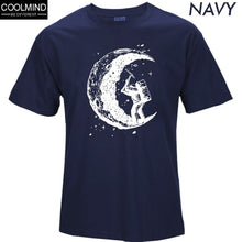 Load image into Gallery viewer, 100% cotton digging the moon print casual mens o-neck t shirts