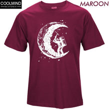 Load image into Gallery viewer, 100% cotton digging the moon print casual mens o-neck t shirts