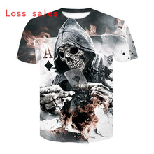 Load image into Gallery viewer, 2018 Hot sale New Mens Summer Skull Poker Printing Men Short Sleeve T-shirt 3D