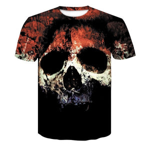 2018 Hot sale New Mens Summer Skull Poker Printing Men Short Sleeve T-shirt 3D