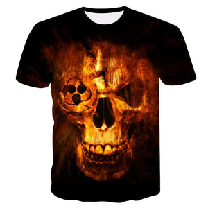 2018 Hot sale New Mens Summer Skull Poker Printing Men Short Sleeve T-shirt 3D