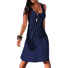 Load image into Gallery viewer, MUQGEW  summer color party dress Bottom Dresses Women Summer Sexy Solid Sleeveless Plain Pleated Casual Mini Dress