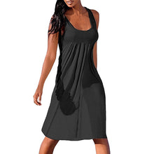 Load image into Gallery viewer, MUQGEW  summer color party dress Bottom Dresses Women Summer Sexy Solid Sleeveless Plain Pleated Casual Mini Dress