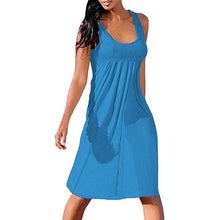 Load image into Gallery viewer, MUQGEW  summer color party dress Bottom Dresses Women Summer Sexy Solid Sleeveless Plain Pleated Casual Mini Dress