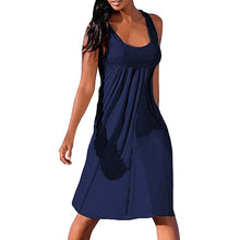 Load image into Gallery viewer, MUQGEW  summer color party dress Bottom Dresses Women Summer Sexy Solid Sleeveless Plain Pleated Casual Mini Dress
