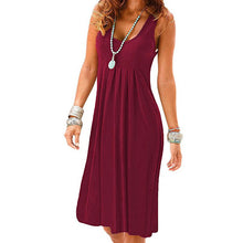 Load image into Gallery viewer, MUQGEW  summer color party dress Bottom Dresses Women Summer Sexy Solid Sleeveless Plain Pleated Casual Mini Dress