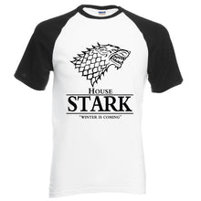 Load image into Gallery viewer, hot sale Game of Thrones raglan tee House Stark letters Winter Is Coming t shirt