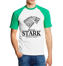 Load image into Gallery viewer, hot sale Game of Thrones raglan tee House Stark letters Winter Is Coming t shirt
