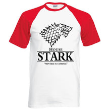 Load image into Gallery viewer, hot sale Game of Thrones raglan tee House Stark letters Winter Is Coming t shirt