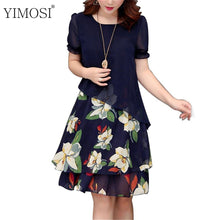 Load image into Gallery viewer, Summer Chiffon Dress 2019 Casual Short Sleeve O-Neck Floral Print Dresses Elegant Party Dress Plus Size Dress 5XL Women Clothing