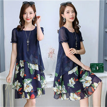 Load image into Gallery viewer, Summer Chiffon Dress 2019 Casual Short Sleeve O-Neck Floral Print Dresses Elegant Party Dress Plus Size Dress 5XL Women Clothing