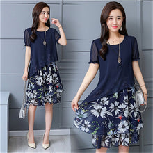 Load image into Gallery viewer, Summer Chiffon Dress 2019 Casual Short Sleeve O-Neck Floral Print Dresses Elegant Party Dress Plus Size Dress 5XL Women Clothing