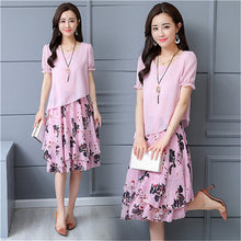 Load image into Gallery viewer, Summer Chiffon Dress 2019 Casual Short Sleeve O-Neck Floral Print Dresses Elegant Party Dress Plus Size Dress 5XL Women Clothing