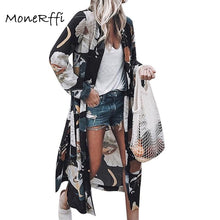 Load image into Gallery viewer, MoneRffi Women Summer Chiffon Kimono Cardigan Long Sleeve Floral Print Blouses Loose Boho Blusa Shirts Plus Size Shirt 2019