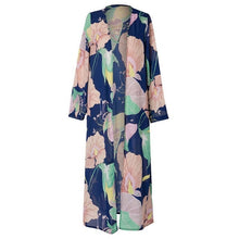Load image into Gallery viewer, MoneRffi Women Summer Chiffon Kimono Cardigan Long Sleeve Floral Print Blouses Loose Boho Blusa Shirts Plus Size Shirt 2019