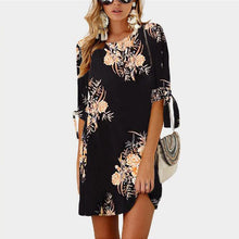 Load image into Gallery viewer, 2019 Women Summer Dress Boho Style Floral Print Chiffon Beach Dress Tunic Sundress Loose Mini Party Dress Vestidos Plus Size 5XL