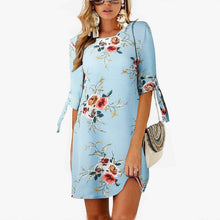 Load image into Gallery viewer, 2019 Women Summer Dress Boho Style Floral Print Chiffon Beach Dress Tunic Sundress Loose Mini Party Dress Vestidos Plus Size 5XL