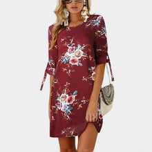 Load image into Gallery viewer, 2019 Women Summer Dress Boho Style Floral Print Chiffon Beach Dress Tunic Sundress Loose Mini Party Dress Vestidos Plus Size 5XL