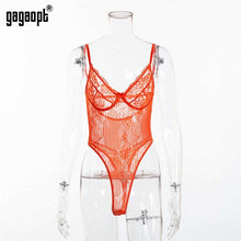 Load image into Gallery viewer, Gagaopt Sexy Bodysuit Women 2019 Bow Tie Floral Embroidery Hollow Out Lace Bodysuit Black White Jumpsuit Summer Overalls