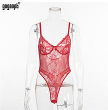 Load image into Gallery viewer, Gagaopt Sexy Bodysuit Women 2019 Bow Tie Floral Embroidery Hollow Out Lace Bodysuit Black White Jumpsuit Summer Overalls