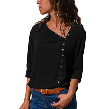 Load image into Gallery viewer, Chiffon Blouse 2019 Fashion Long Sleeve Women Blouses and Tops Skew Collar Solid Office Shirt Casual Tops Blusas Chemise Femme