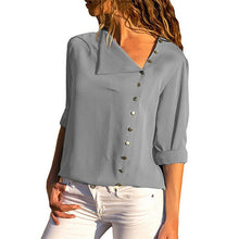 Load image into Gallery viewer, Chiffon Blouse 2019 Fashion Long Sleeve Women Blouses and Tops Skew Collar Solid Office Shirt Casual Tops Blusas Chemise Femme