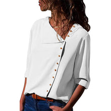 Load image into Gallery viewer, Chiffon Blouse 2019 Fashion Long Sleeve Women Blouses and Tops Skew Collar Solid Office Shirt Casual Tops Blusas Chemise Femme