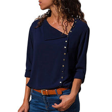 Load image into Gallery viewer, Chiffon Blouse 2019 Fashion Long Sleeve Women Blouses and Tops Skew Collar Solid Office Shirt Casual Tops Blusas Chemise Femme