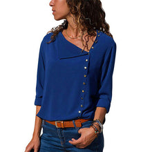Load image into Gallery viewer, Chiffon Blouse 2019 Fashion Long Sleeve Women Blouses and Tops Skew Collar Solid Office Shirt Casual Tops Blusas Chemise Femme