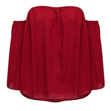 Load image into Gallery viewer, Stylish Women Off Shoulder Casual Blouse Shirt Tops Strapless Pure Color Bell Puff Sleeve Tops