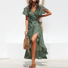 Load image into Gallery viewer, Long Chiffon Dress 2019 Summer Boho Style Floral Print Maxi Beach Dress Sexy Side Split Elegant Party Dress Sundress Vestidos