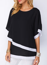 Load image into Gallery viewer, VITIANA Women Beach Chiffon Shirt Summer 2019 Female Black Blue Striped Batwing Sleeve O-Neck Casual Blouse Ladies Thin Clothing