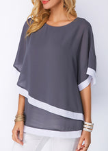 Load image into Gallery viewer, VITIANA Women Beach Chiffon Shirt Summer 2019 Female Black Blue Striped Batwing Sleeve O-Neck Casual Blouse Ladies Thin Clothing