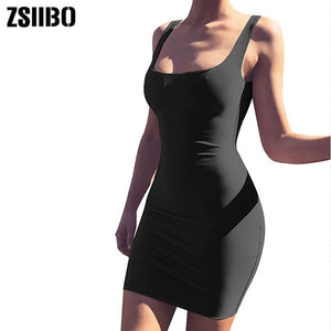 ZSIIBO Women's Casual Summer Sleeveless Mini Sexy Bodycon Tank Club Dress low neck drop shipping