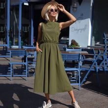 Load image into Gallery viewer, 2019 Summer New Fashion Women's Long Dress Casual O-neck Sleeveless Ruffled Loose Dresses Elegant Beach Marx Dress Vestidos