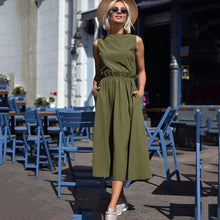 Load image into Gallery viewer, 2019 Summer New Fashion Women's Long Dress Casual O-neck Sleeveless Ruffled Loose Dresses Elegant Beach Marx Dress Vestidos
