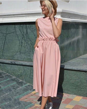 Load image into Gallery viewer, 2019 Summer New Fashion Women's Long Dress Casual O-neck Sleeveless Ruffled Loose Dresses Elegant Beach Marx Dress Vestidos