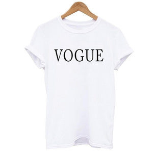 100% Cotton Summer Women T-shirt VOGUE Letter Printed Tshirts Casual Tops Tee Harajuku Vintage White Shirt Woman Clothing Female