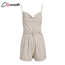 Load image into Gallery viewer, Conmoto Cotton Belt  Tie Women Playsuits Rompers Casual Beach Summer 2019 Romper Female Short Jumpsuits Romper