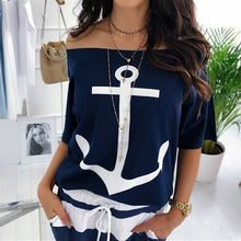 Load image into Gallery viewer, Lipswag Women Sexy Off Shoulder Blouses Summer Slash Neck Batwing Sleeve Blouses shirt Casual Loose print White Blusa Tops 5XL