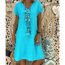 Load image into Gallery viewer, SAGACE 2019 Women Summer Style Feminino Vestido T-shirt Cotton Casual Plus Size Ladies Dress Casual Linen Dress Hot Sales dress