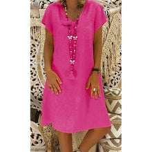 Load image into Gallery viewer, SAGACE 2019 Women Summer Style Feminino Vestido T-shirt Cotton Casual Plus Size Ladies Dress Casual Linen Dress Hot Sales dress