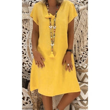 Load image into Gallery viewer, SAGACE 2019 Women Summer Style Feminino Vestido T-shirt Cotton Casual Plus Size Ladies Dress Casual Linen Dress Hot Sales dress