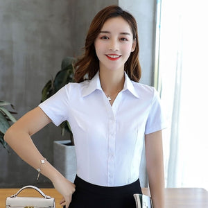 Womens Tops and Blouses Cotton Women Shirts Solid Women Blouses Short Sleeve White Plus Size XXXL/4XL Blusas Femininas Elegante