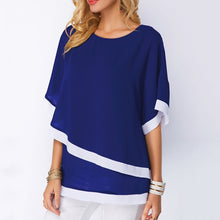Load image into Gallery viewer, 5XL Plus Size Patchwork Double layer Women Blouse Casual Sexy Batwing tunic 2019 Summer Large size Women Shirts Clothes