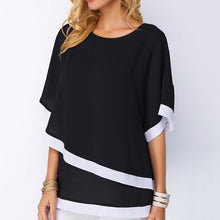 Load image into Gallery viewer, 5XL Plus Size Patchwork Double layer Women Blouse Casual Sexy Batwing tunic 2019 Summer Large size Women Shirts Clothes