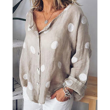 Load image into Gallery viewer, VIEUNSTA 2019 Polka Dots Print Women Casual Blouse Shirt Long Sleeve Buttons Loose Womens Blouses And Tops Plus Size Basic Blusa