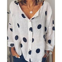 Load image into Gallery viewer, VIEUNSTA 2019 Polka Dots Print Women Casual Blouse Shirt Long Sleeve Buttons Loose Womens Blouses And Tops Plus Size Basic Blusa