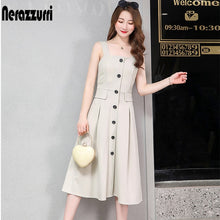 Load image into Gallery viewer, Nerazzurri spaghetti strap backless sexy long dress sleeveless elastic slim button midi dress 5xl 6xl plus size women clothing