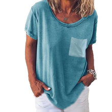 Load image into Gallery viewer, Lipswag 5XL Women Loose Solid linen Blouse Casual O-Neck Short Sleeve Blouses Shirt Summer Pockets Femme Blusa Tops Plus Size